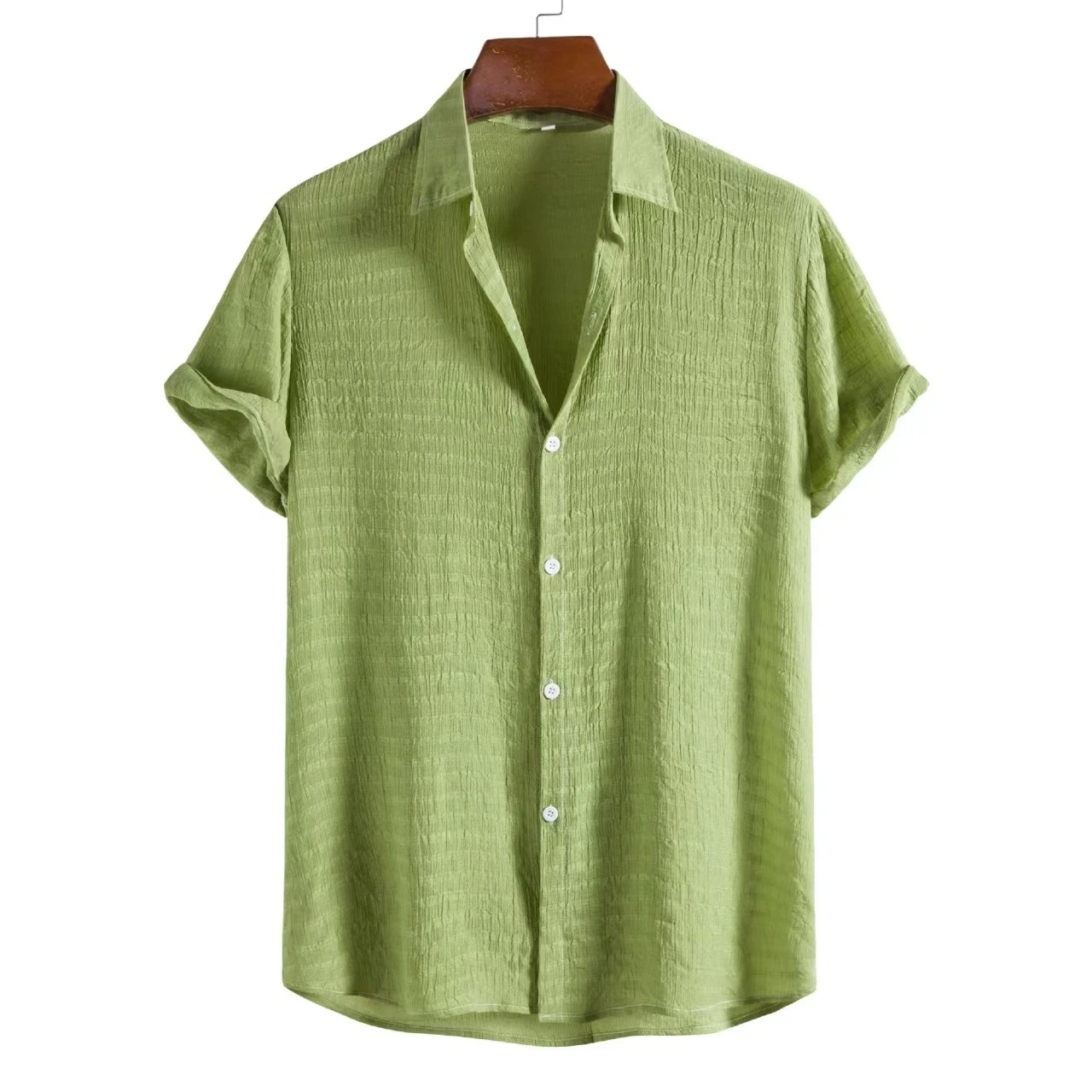 100% Cotton Linen Shirt Men Summer Short Sleeve Male T-shirts Breathable Tops Tee White Clothing Casual Fashion Shirts For Men 2