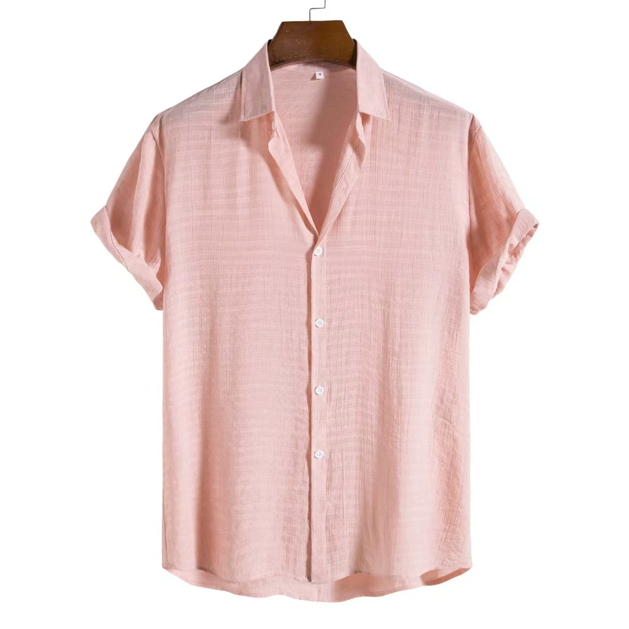 100% Cotton Linen Shirt Men Summer Short Sleeve Male T-shirts Breathable Tops Tee White Clothing Casual Fashion Shirts For Men 5