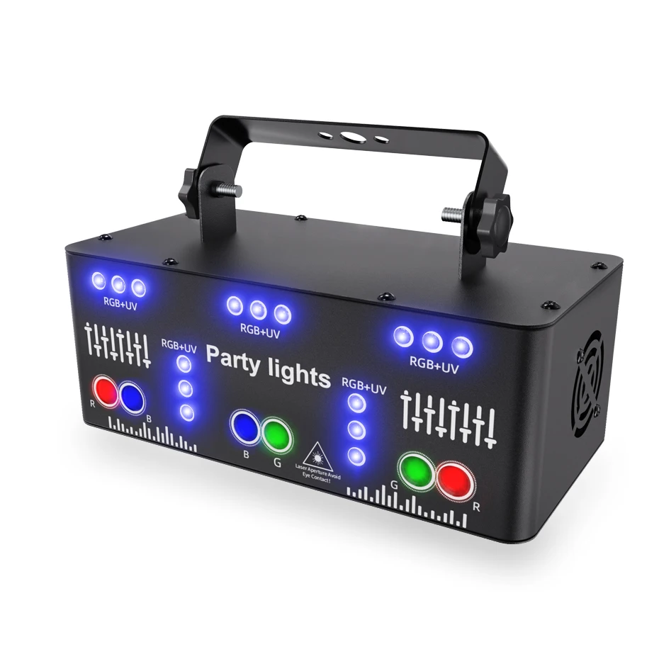 ALIEN 21 Hole RGB Party DJ Disco Beam Patterns Stage Laser Light Projector RGB UV LED Strobe Sound Party Holiday Wedding Lamp 2