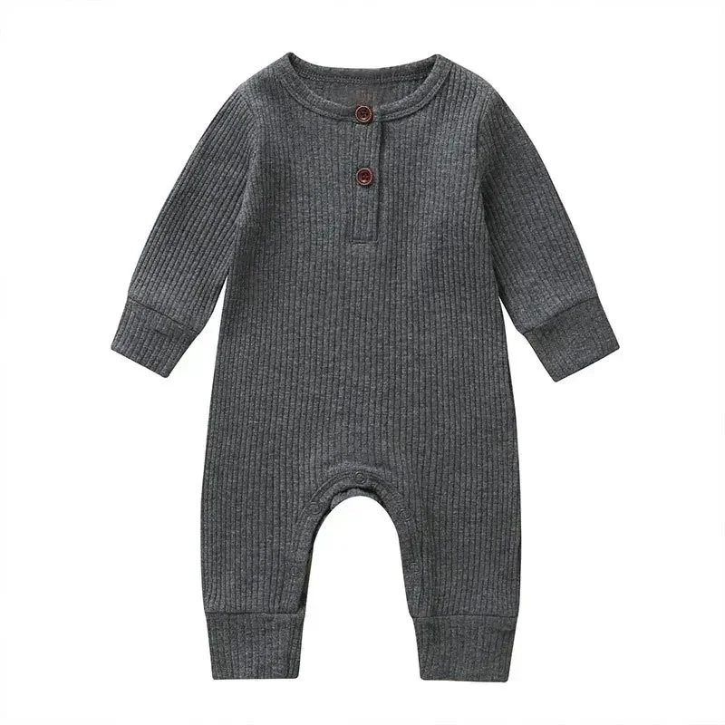 Spring Autumn Newborn Infant Baby Boys Girls Full Sleeve Rib Cotton Romper Playsuit Jumpsuit 2