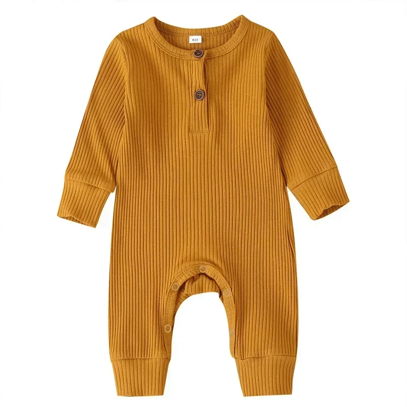 Spring Autumn Newborn Infant Baby Boys Girls Full Sleeve Rib Cotton Romper Playsuit Jumpsuit 7